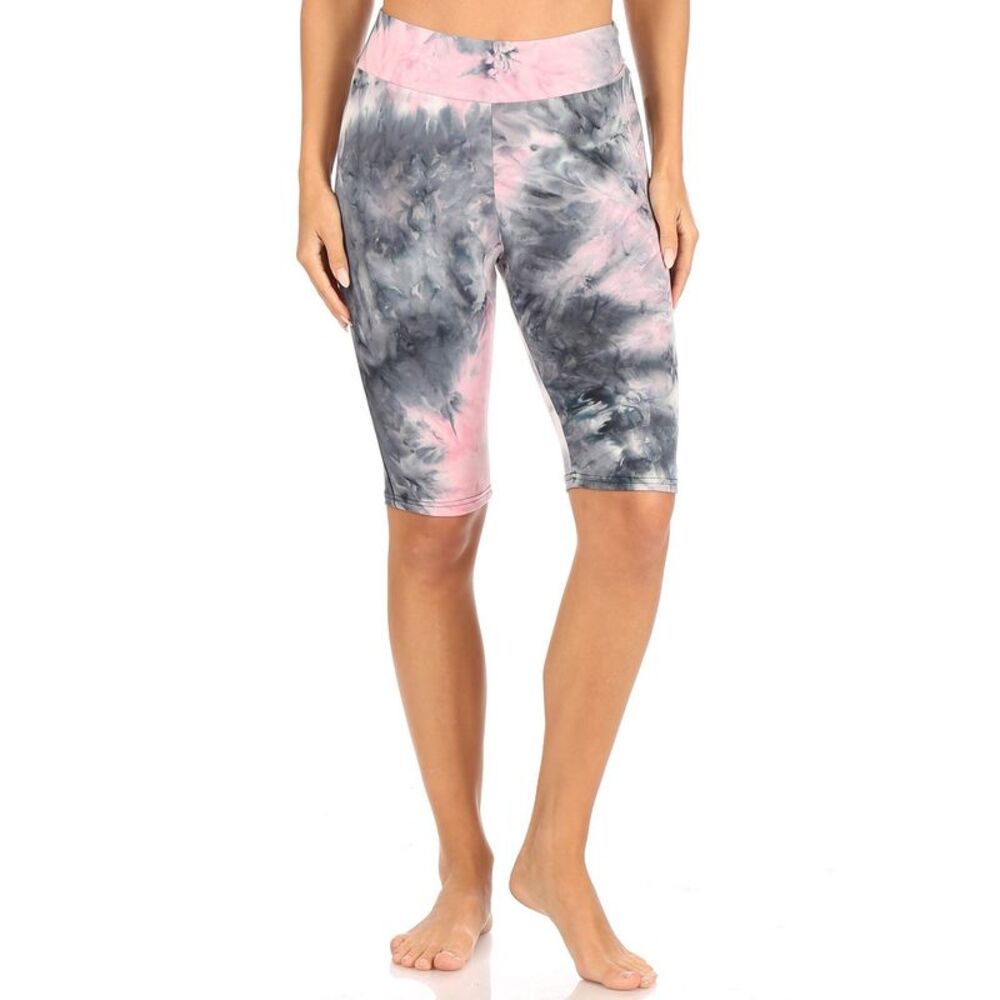 World of Leggings Brushed Tie Dye High Waisted Biker Shorts